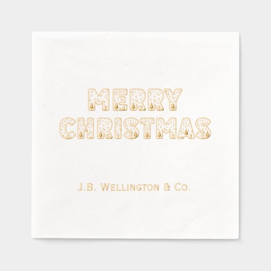 Feestelijke Merry Christmas Typography Bedrijfsnaa Folie Servetten (Voorkant)