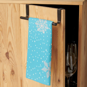 Feestelijke 'Merry Everything' Winter Blauwe Vakan Theedoek