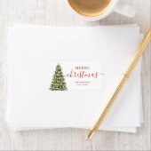 Feestelijke Merry Xmas Tree Family Feestdagen Etiket (Insitu)