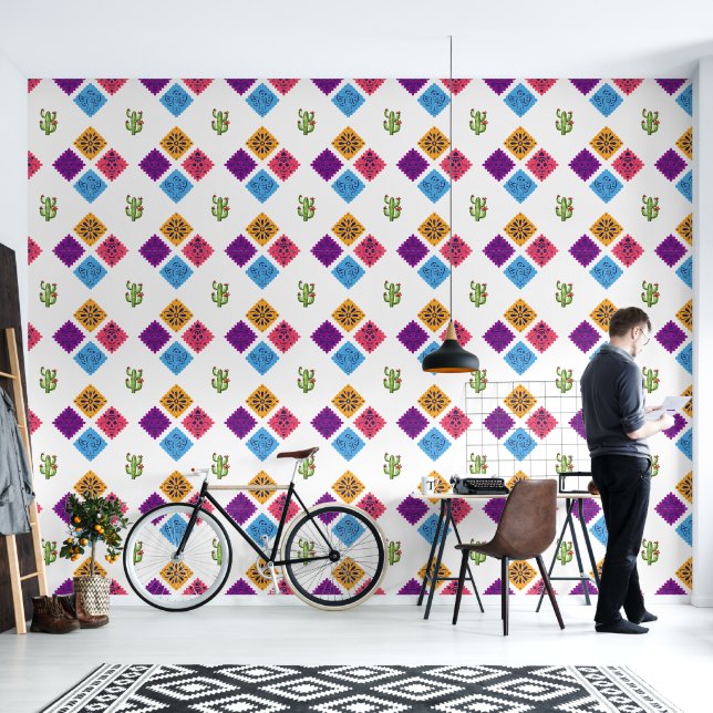 Feestelijke Mexicaanse cactus Behang (Woonkamer)