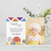 Feestelijke Mexicaanse Papier Fan Foto Kind Dank u Kaart (Staand voorkant)
