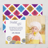 Feestelijke Mexicaanse Papier Fan Foto Kind Dank u Kaart (Voorkant / Achterkant)