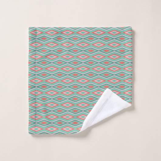 Feestelijke Mid-Century Geometric Christmas Mint P Bad Handdoek (Wasdoekje)