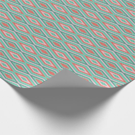 Feestelijke Mid-Century Geometric Christmas Mint P Cadeaupapier (Hoek)