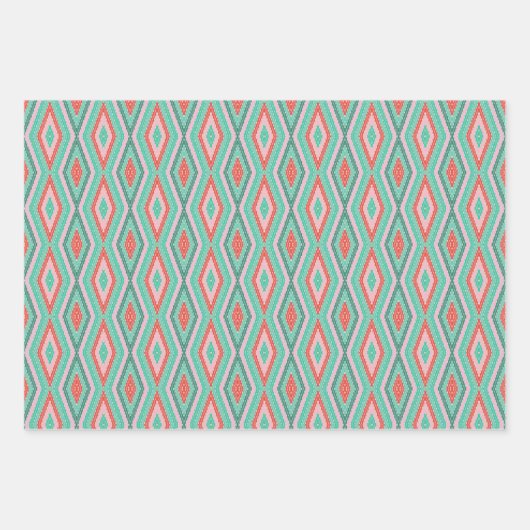 Feestelijke Mid-Century Geometric Christmas Mint P Inpakpapier Vel (Voorkant)