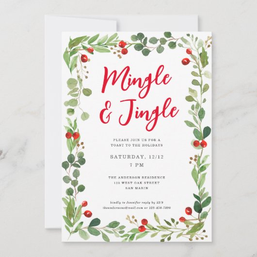 Feestelijke Mingle & Jingle Botanische Kerstfeest Feestdagenkaart (Voorkant)