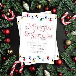 Feestelijke Mingle & Jingle Christmas Lights Party Kaart