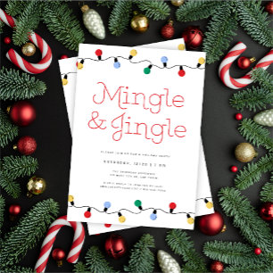 Feestelijke Mingle & Jingle Christmas Lights Party Kaart