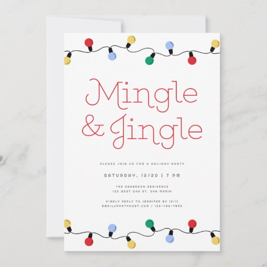 Feestelijke Mingle & Jingle Christmas Lights Party Kaart (Voorkant)