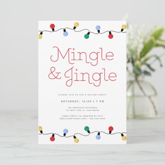 Feestelijke Mingle & Jingle Christmas Lights Party Kaart (Staand voorkant)