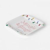 Feestelijke Mingle & Jingle Kleurrijke Kerstverlic Papieren Bordje (Gebogen)