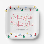 Feestelijke Mingle & Jingle Kleurrijke Kerstverlic Papieren Bordje (Voorkant)