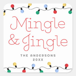 Feestelijke Mingle & Jingle Kleurrijke Kerstverlic Vierkante Sticker