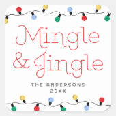 Feestelijke Mingle & Jingle Kleurrijke Kerstverlic Vierkante Sticker (Voorkant)