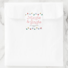 Feestelijke Mingle & Jingle Kleurrijke Kerstverlic Vierkante Sticker