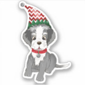 Feestelijke Miniatuur Schnauzer Puppy Sticker (Voorkant)