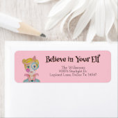 Feestelijke Minimal Christmas Hand Drawn Elf Pet Etiket (Insitu)