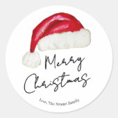 Feestelijke Minimal Santa Hat Schattigee grillige  Ronde Sticker (Voorkant)