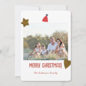 Feestelijke Minimale Gouden Hart Ster Kerst Foto Feestdagenkaart (Voorkant)