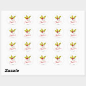 Feestelijke Minimale Hulst Bessen Whimsical Kerstm Ronde Sticker (Vel)