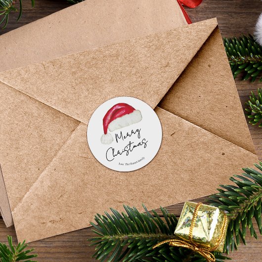 Feestelijke Minimale Kerstman Hoed Schattige Whims Ronde Sticker