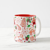 Feestelijke minimale peperkoek Cookie Kerstmis Tweekleurige Koffiemok (Voorkant rechts)