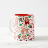 Feestelijke minimale peperkoek Cookie Kerstmis Tweekleurige Koffiemok (Voorkant links)