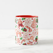 Feestelijke minimale peperkoek Cookie Kerstmis Tweekleurige Koffiemok (Center)