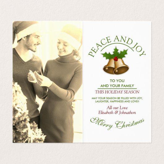 Feestelijke Mistletoe Bells Kerst Kaarten (Binnenkant ongevouwen)