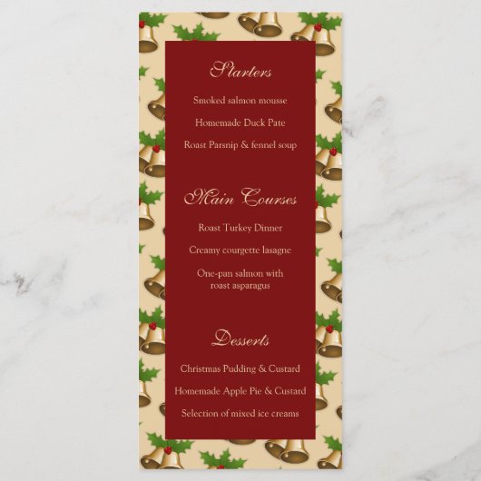 Feestelijke Mistletoe Bells Kerstmis Menu (Achterkant)