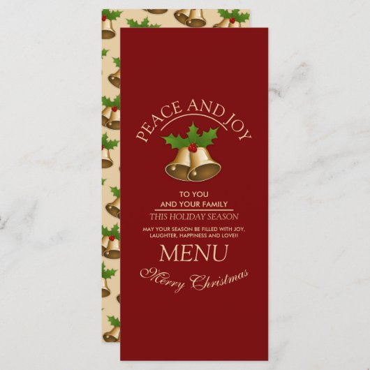 Feestelijke Mistletoe Bells Kerstmis Menu (Voorkant / Achterkant)