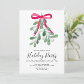 Feestelijke Mistletoe Holiday Party Kaart (Staand voorkant)