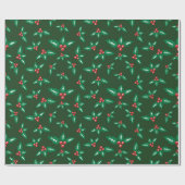 Feestelijke Mistletoe Kerstcadeau Groen Naadloos Cadeaupapier (Vlak)