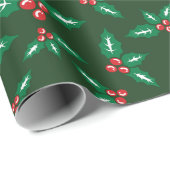 Feestelijke Mistletoe Kerstcadeau Groen Naadloos Cadeaupapier (Rol Hoek)