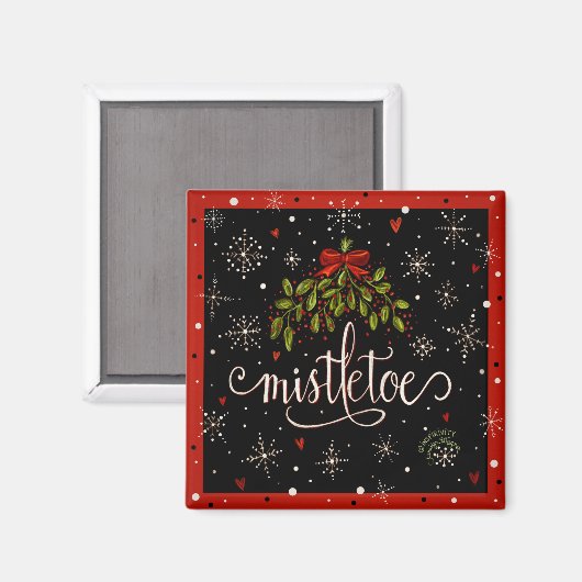 Feestelijke Mistletoe Kerstvakantie Inspirativitei Magneet (Voorkant / Achterkant)