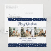 Feestelijke Modern Blue 3 Photo Collage Sterren Feestdagenkaart (Voorkant / Achterkant)