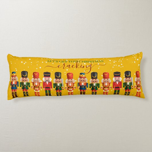 Feestelijke Modern Xmas Geel Schattige Notenkraker Lichaamskussen (Achterkant)