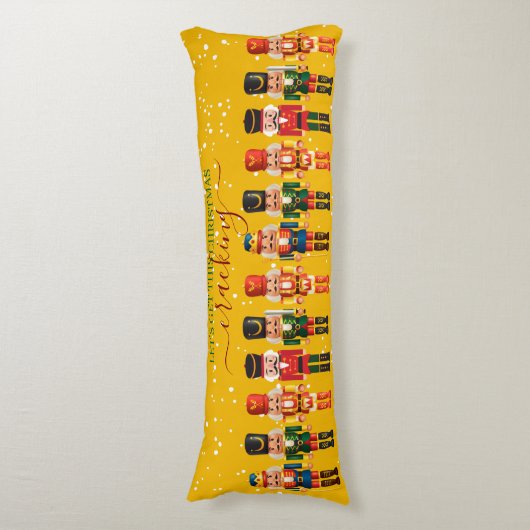 Feestelijke Modern Xmas Geel Schattige Notenkraker Lichaamskussen (Voorkant Verticaal)