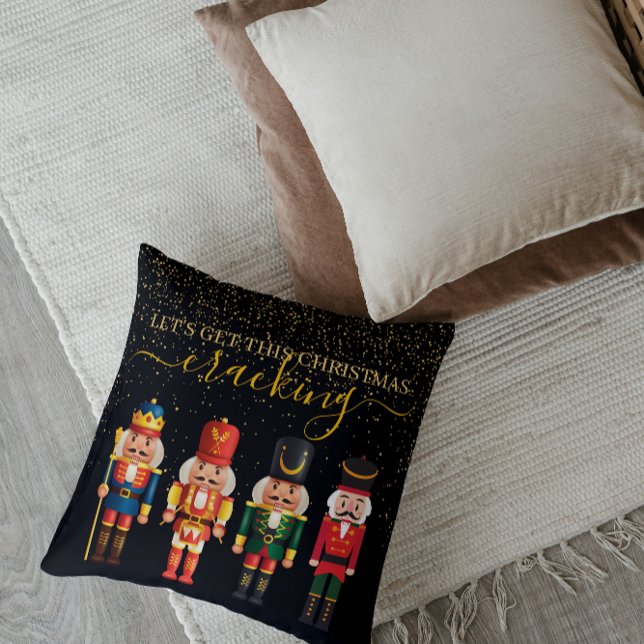 Feestelijke Modern Xmas Zwart Schattige Notenkrake Kussen (Creator heeft geüpload)