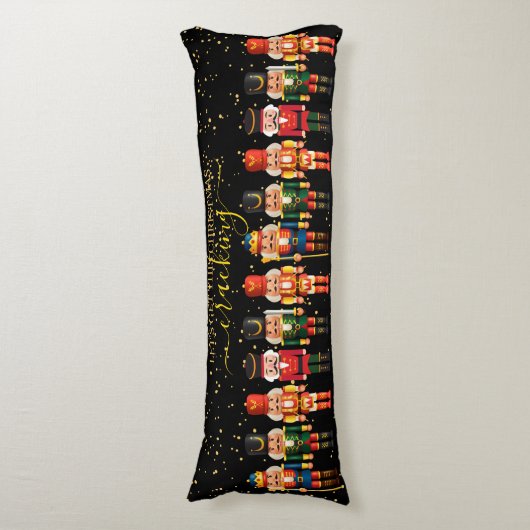 Feestelijke Modern Xmas Zwart Schattige Notenkrake Lichaamskussen (Voorkant Verticaal)