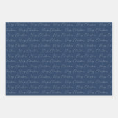 Feestelijke moderne blauwe en beige kerst inpakpapier vel (Voorkant)