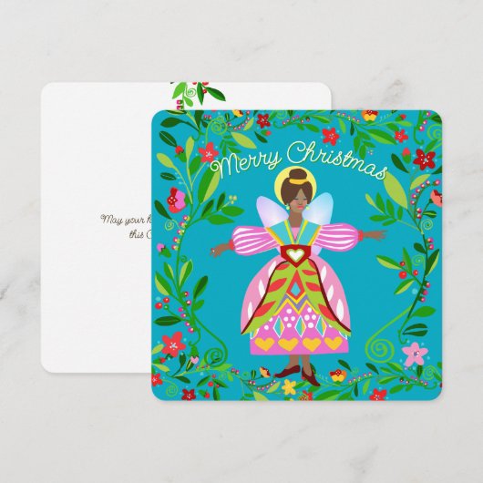 Feestelijke moderne folk engel Afro-Amerikaans Feestdagenkaart (Voorkant / Achterkant)