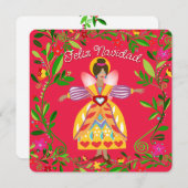 Feestelijke Moderne Folkloristische Engelse Spaans Feestdagenkaart (Voorkant / Achterkant)