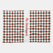 Feestelijke moderne groene en rode kerst theedoek (Horizontaal)