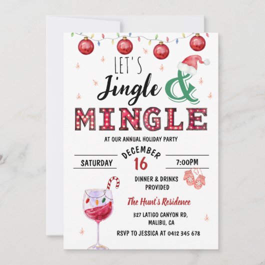 Feestelijke moderne Jingle & Mingle kerstfeest Kaart (Voorkant)