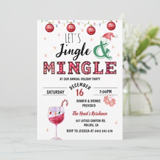 Feestelijke moderne Jingle & Mingle kerstfeest Kaart (Staand voorkant)