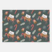 Feestelijke Moderne Kerst Sokken Patroon Set van 3 Inpakpapier Vel (Voorkant 3)