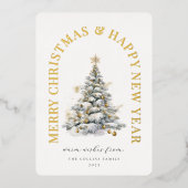 Feestelijke moderne kerstboom folie feestdagenkaart (Voorkant)