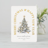 Feestelijke moderne kerstboom folie feestdagenkaart (Staand Voorkant)