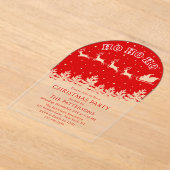 Feestelijke moderne kerstfeest Santa Red Acryl Uitnodigingen (Laagn)